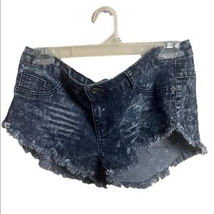 Blue Asphalt Distressed Jean Shorts